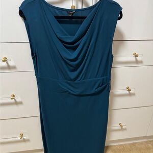 Ann Taylor Teal Draped Midi Dress